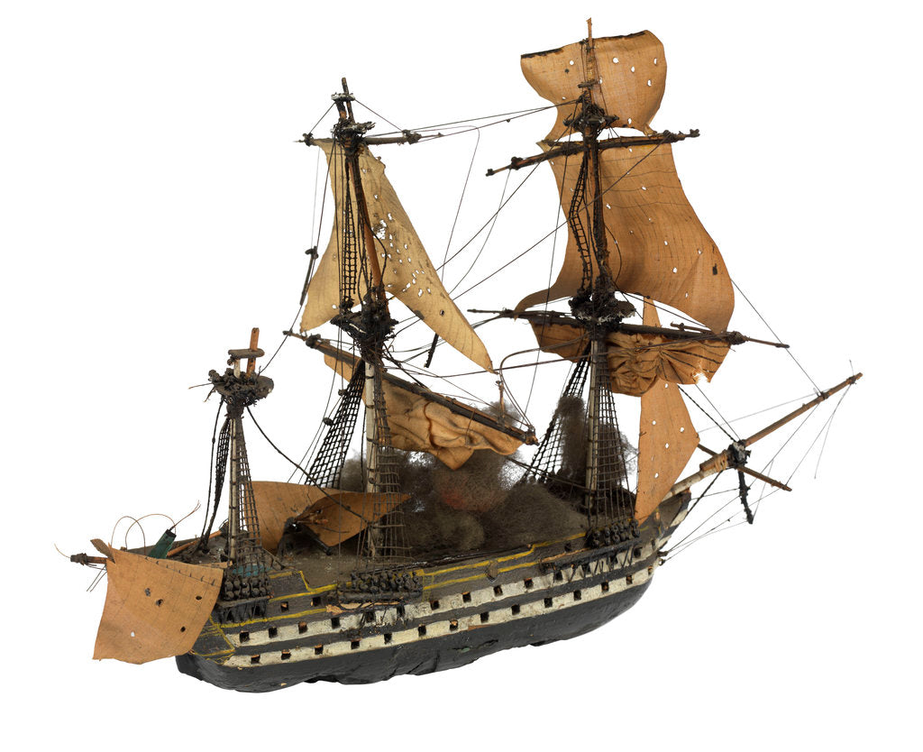 Detail of 'Fougeux'; warship; 74 guns by William Haines
