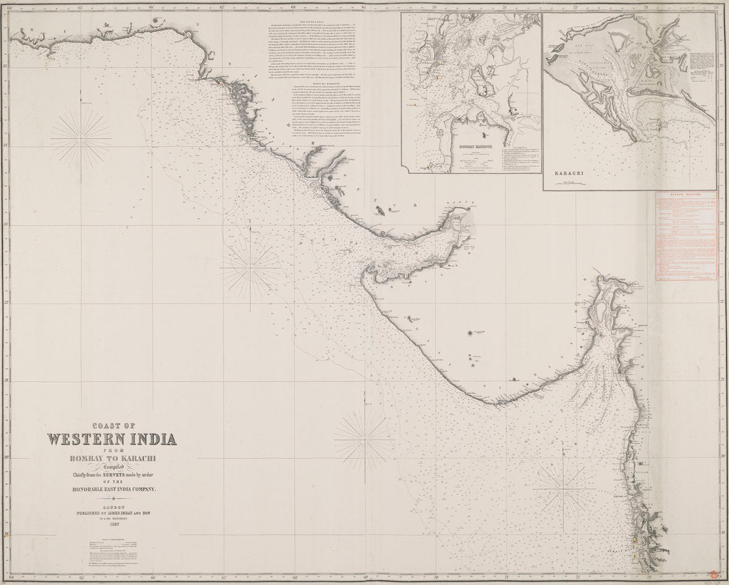 Detail of Coast of Western India from Bombay to Karachi compiled chiefly from the surveys made by order of the honorable East India Company by James Imray & Son