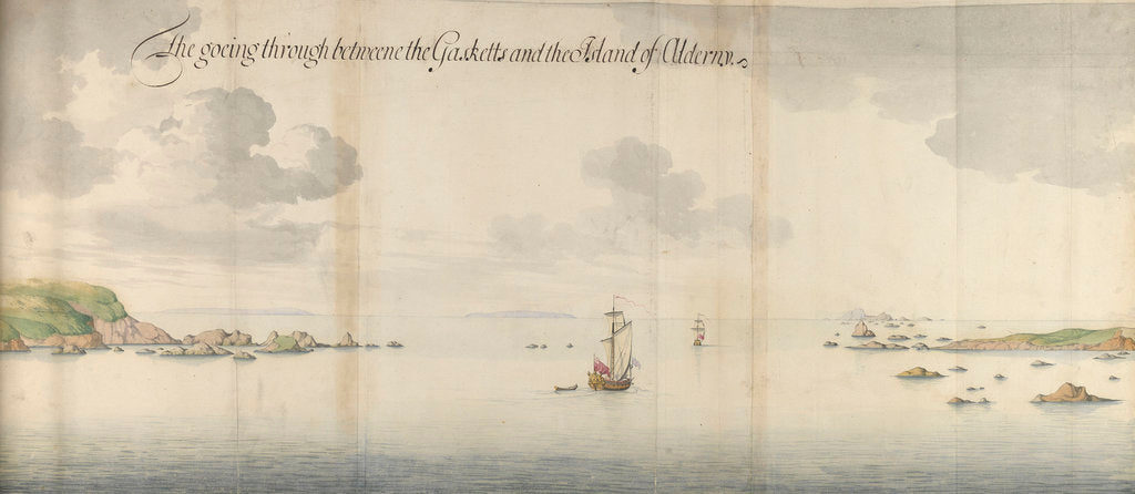 Detail of 'The goeing through betweene the Gasketts and the Island of Alderny by Thomas Phillips