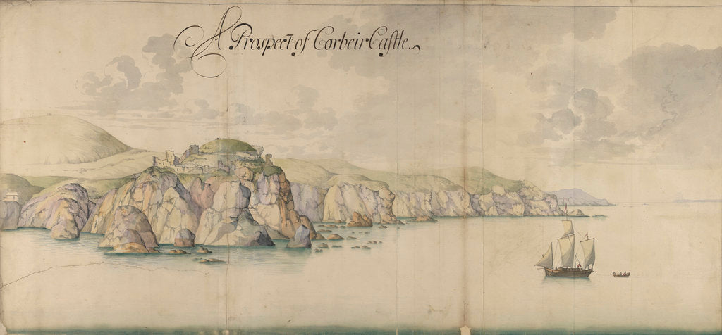 Detail of A prospect of Corbiere Castle by Thomas Phillips