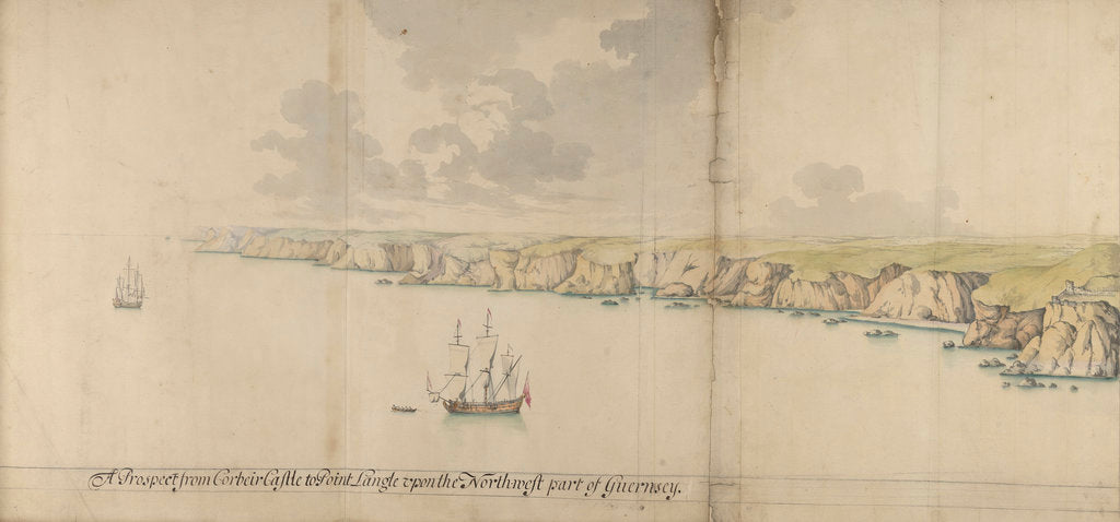 Detail of A prospect from Corbeir Castle tp Point Langle upon the north-west part of Guernsey by Thomas Phillips