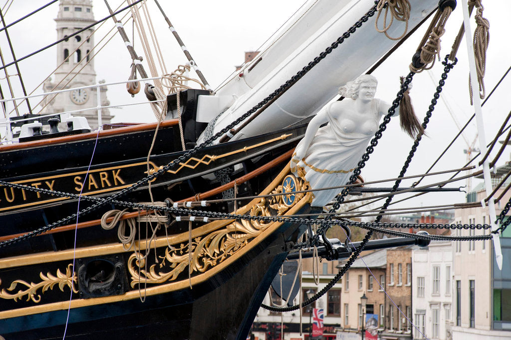 Detail of Refurbished clipper 'Cutty Sark' (1869), re-opened 25 April 2012 by Royal Museums Greenwich Photo Studio