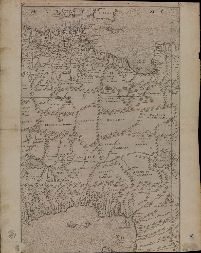Detail of Map of Africa, 1564 - 1 of 8 sheets by Giacomo Gastaldi