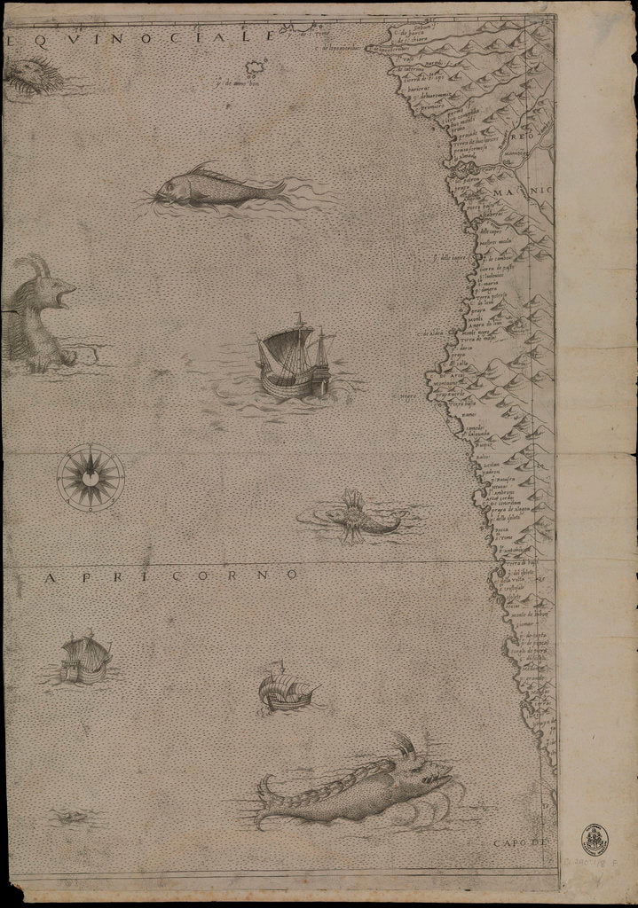 Detail of Map of Africa, 1564 - 1 of 8 sheets by Giacomo Gastaldi