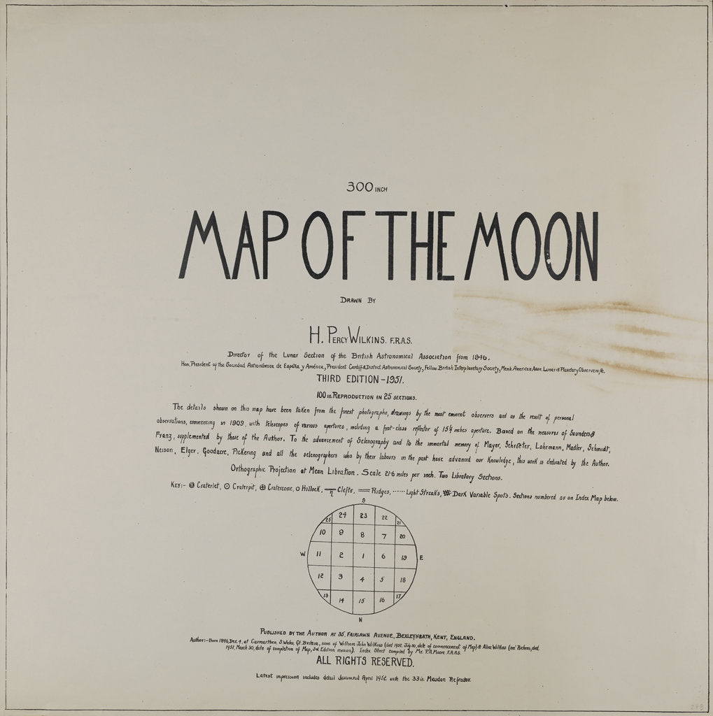 Detail of Map of the moon by H Percy Wilkins, third edition, 1952 by H. Percy Wilkins