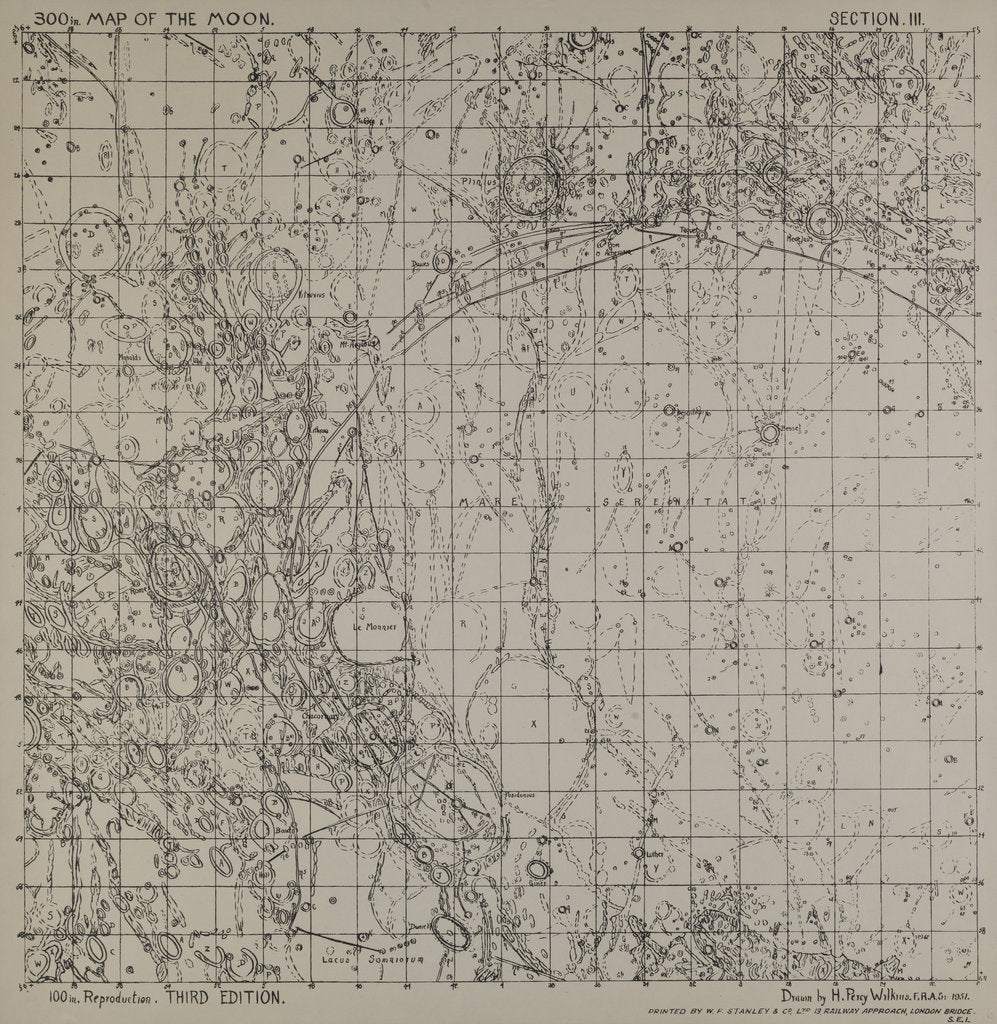 Detail of Map of the moon by H Percy Wilkins, third edition, 1955 by H. Percy Wilkins