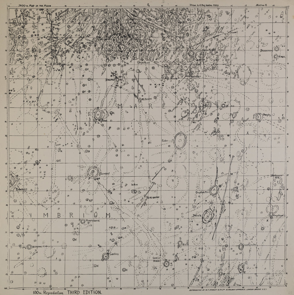 Detail of Map of the moon by H Percy Wilkins, third edition, 1957 by H. Percy Wilkins