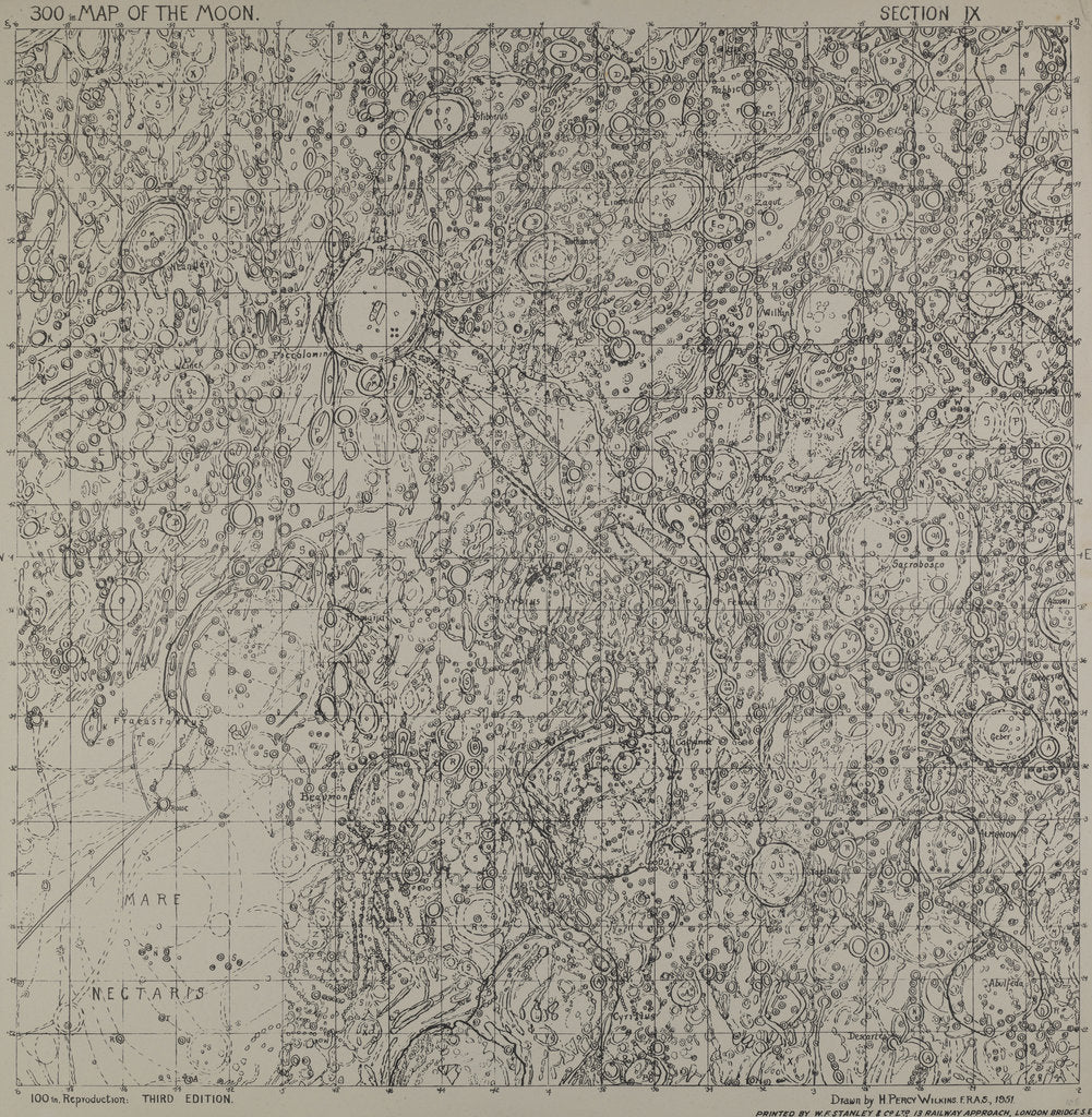 Detail of Map of the moon by H Percy Wilkins, third edition, 1961 by H. Percy Wilkins
