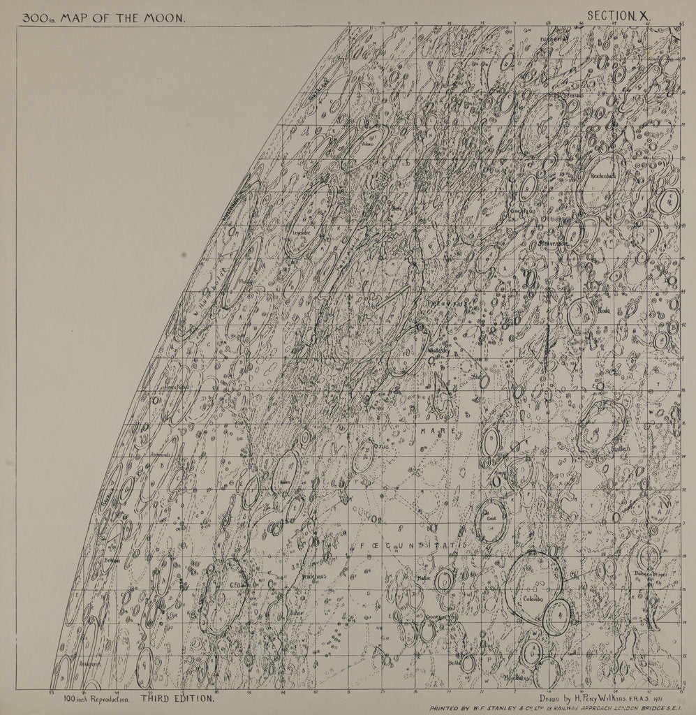 Detail of Map of the moon by H Percy Wilkins, third edition, 1962 by H. Percy Wilkins