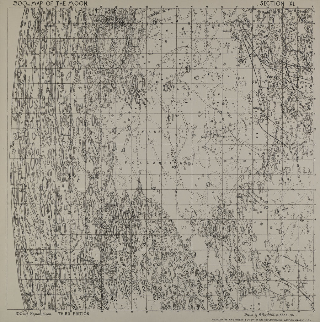 Detail of Map of the moon by H Percy Wilkins, third edition, 1963 by H. Percy Wilkins