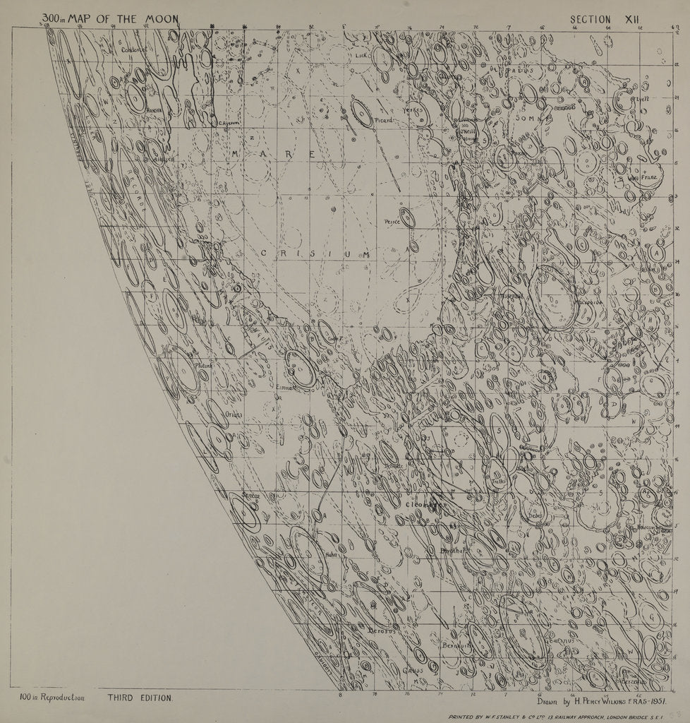 Detail of Map of the moon by H Percy Wilkins, third edition, 1964 by H. Percy Wilkins