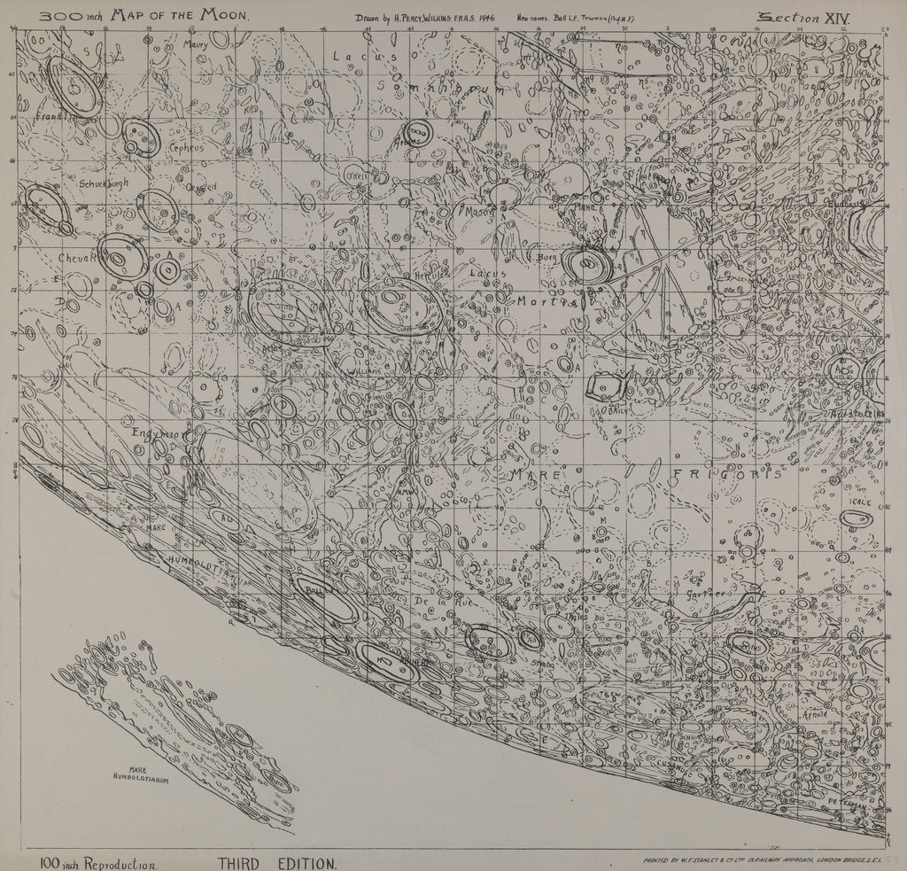Detail of Map of the moon by H Percy Wilkins, third edition, 1966 by H. Percy Wilkins