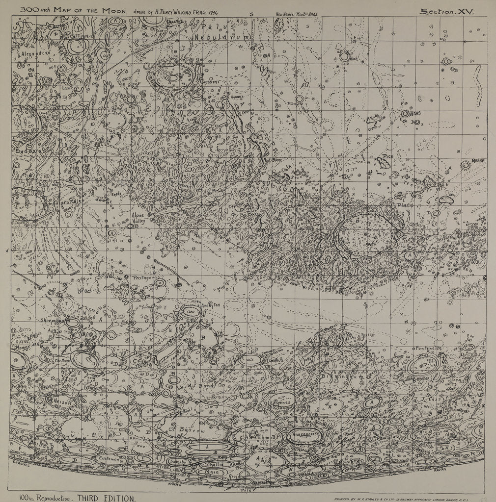 Detail of Map of the moon by H Percy Wilkins, third edition, 1967 by H. Percy Wilkins