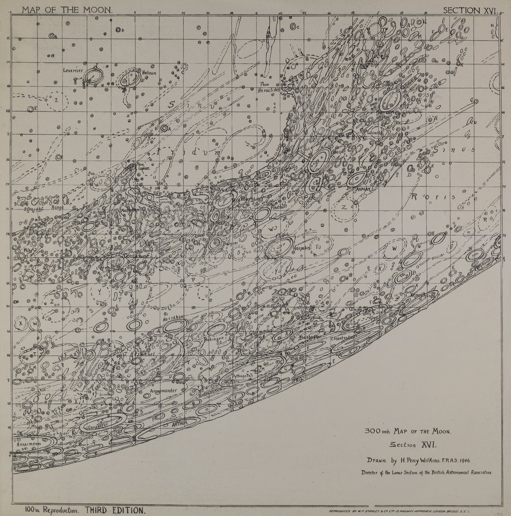 Detail of Map of the moon by H Percy Wilkins, third edition, 1968 by H. Percy Wilkins