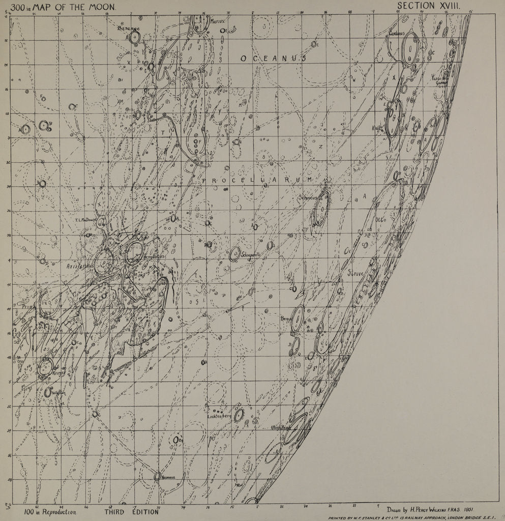 Detail of Map of the moon by H Percy Wilkins, third edition, 1970 by H. Percy Wilkins