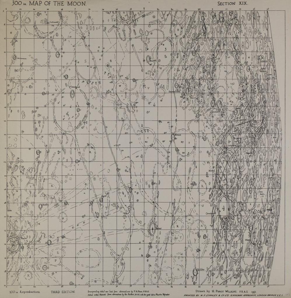Detail of Map of the moon by H Percy Wilkins, third edition, 1971 by H. Percy Wilkins