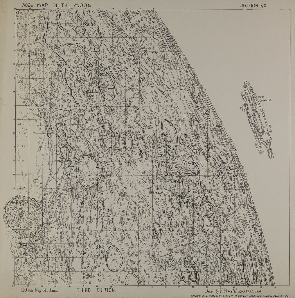 Detail of Map of the moon by H Percy Wilkins, third edition, 1972 by H. Percy Wilkins