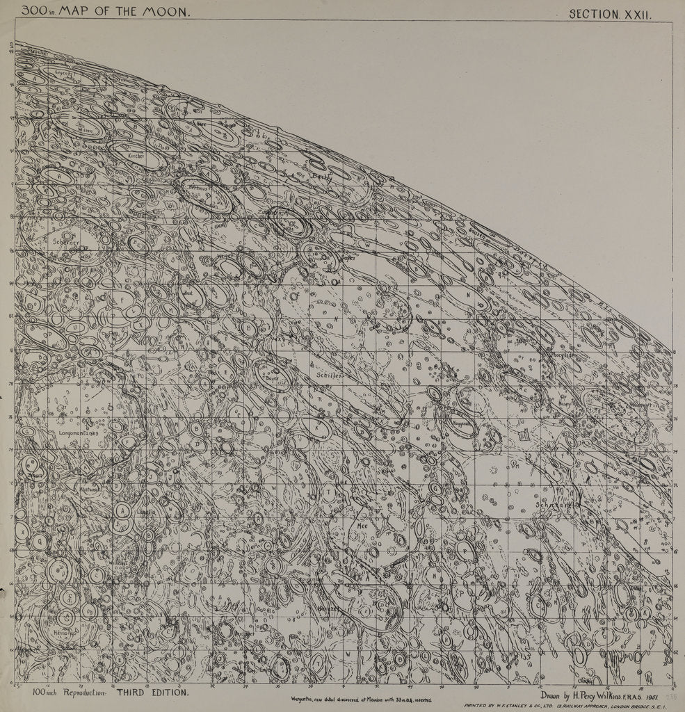 Detail of Map of the moon by H Percy Wilkins, third edition, 1974 by H. Percy Wilkins