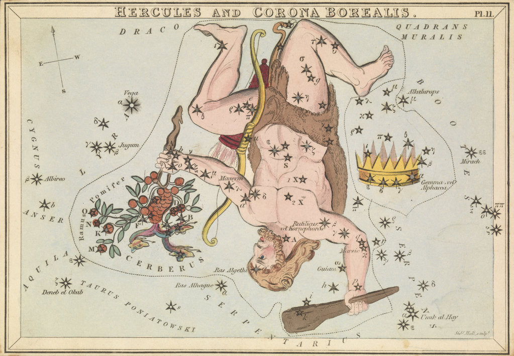 Detail of Hercules and Corona Borealis by Sidney Hall
