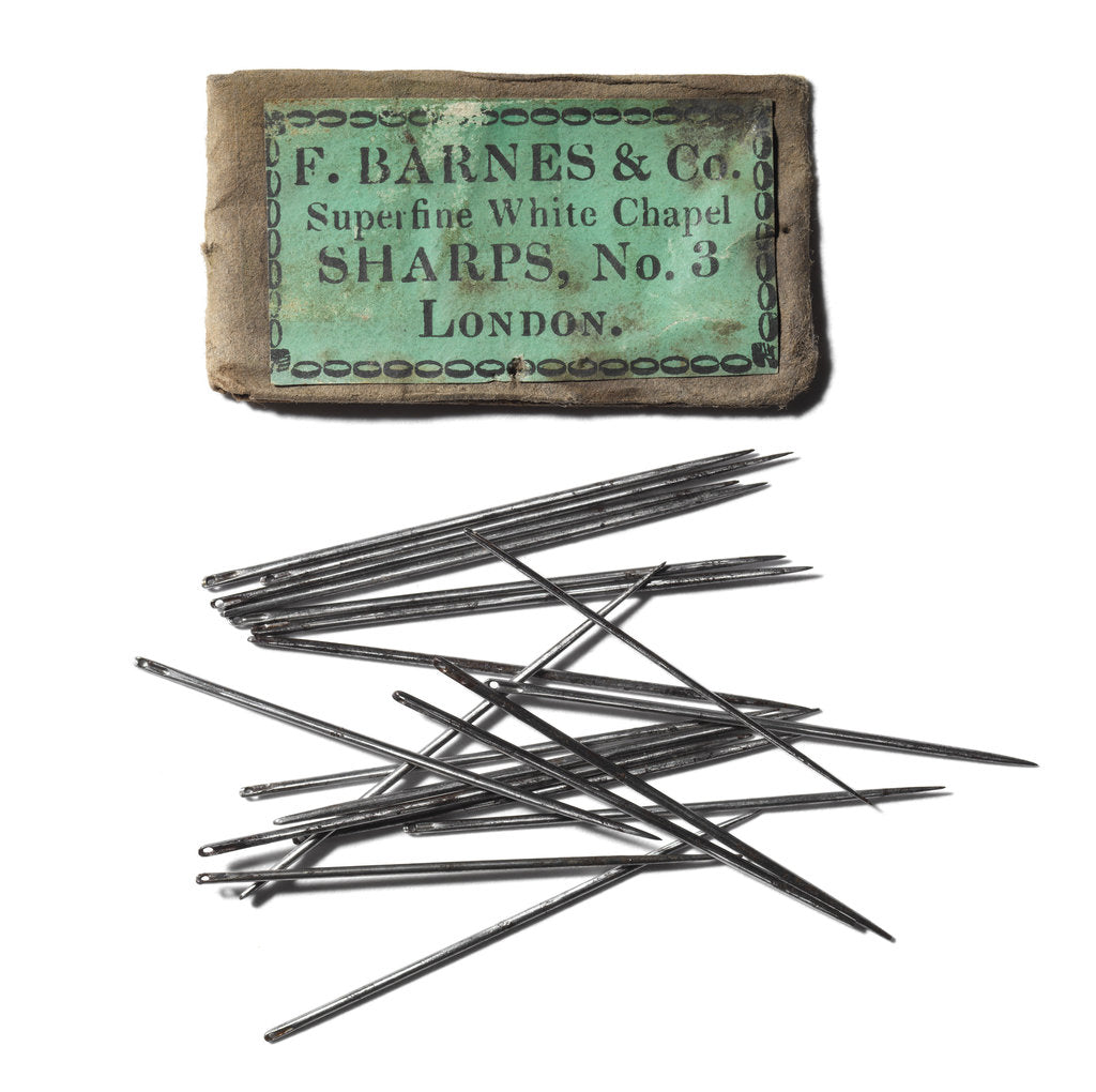 Detail of Packet of needles: Relic of Sir John Franklins last expedition 1845-48 by F. Barnes & Co.