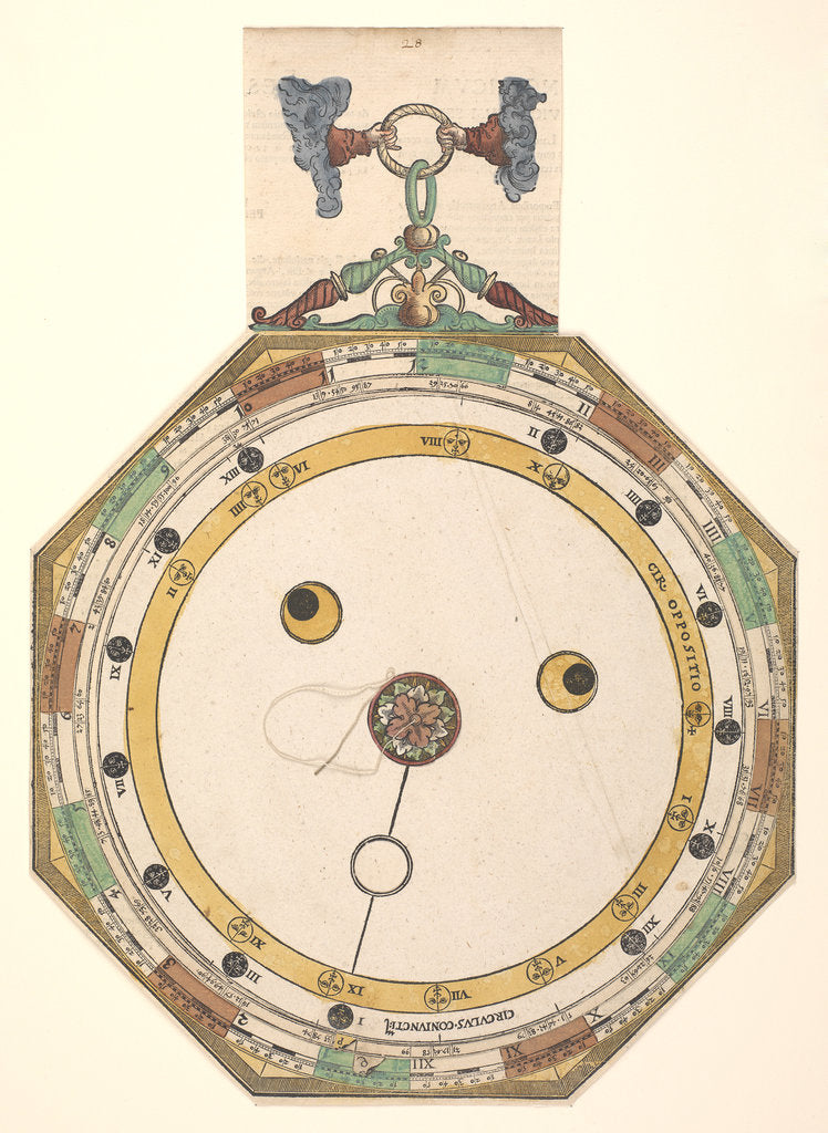 Detail of Volvelle giving the rules for predicting solar and lunar by Peter Apian