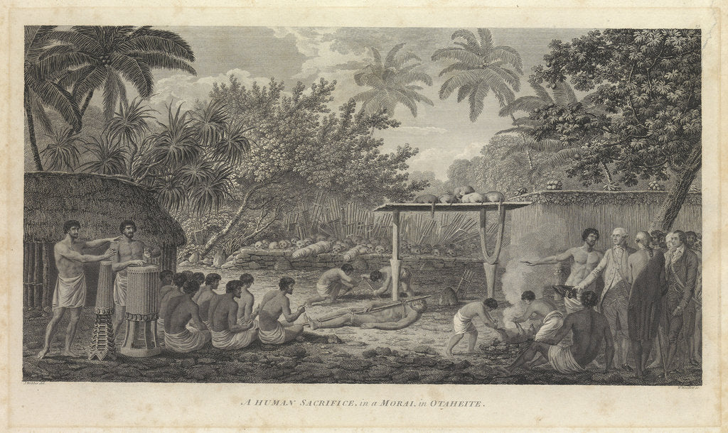 Detail of A human sacrifice, in a Morai, in Otaheite' [Tahiti] by Webber
