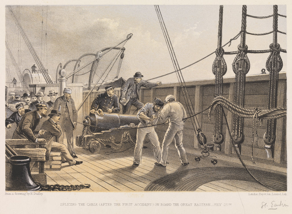 Detail of Splicing the cable on board the 'Great Eastern', 25 July 1865 by R. Dudley