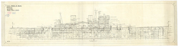 Profile plan for HMS 'Prince of Wales' (1939)