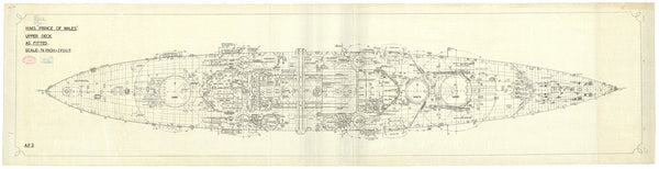 Upper deck plan for HMS 'Prince of Wales' (1939)