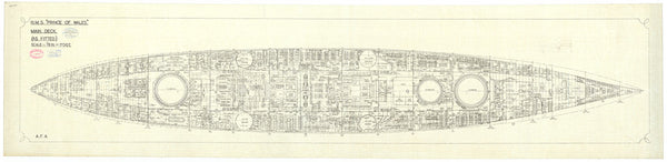 Main deck plan for HMS 'Prince of Wales' (1939)