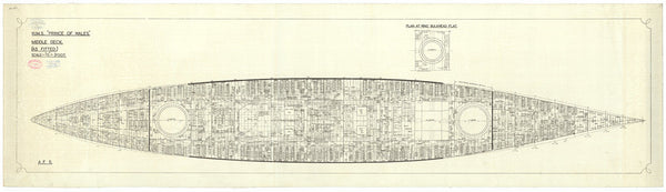 Middle deck plan for HMS 'Prince of Wales' (1939)
