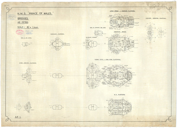 Bridges plan for HMS 'Prince of Wales' (1939)