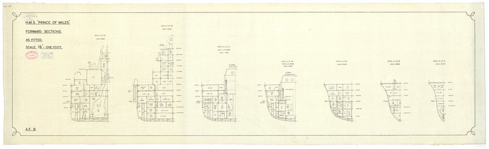 Sections forward plan for HMS 'Prince of Wales' (1939)