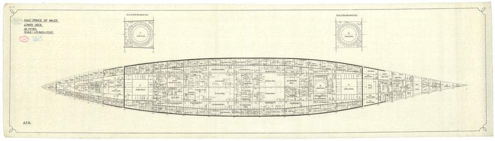 Lower deck plan for HMS 'Prince of Wales' (1939)