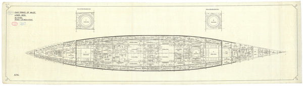 Lower deck plan for HMS 'Prince of Wales' (1939)