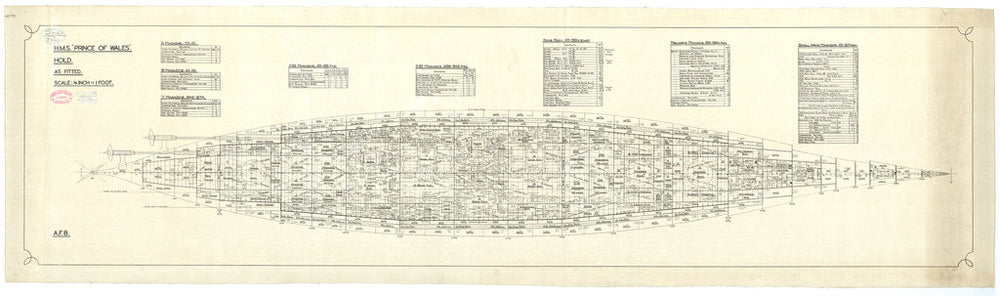 Hold plan for HMS 'Prince of Wales' (1939)