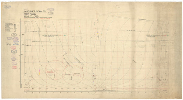 Body plan for HMS 'Prince of Wales' (1939)