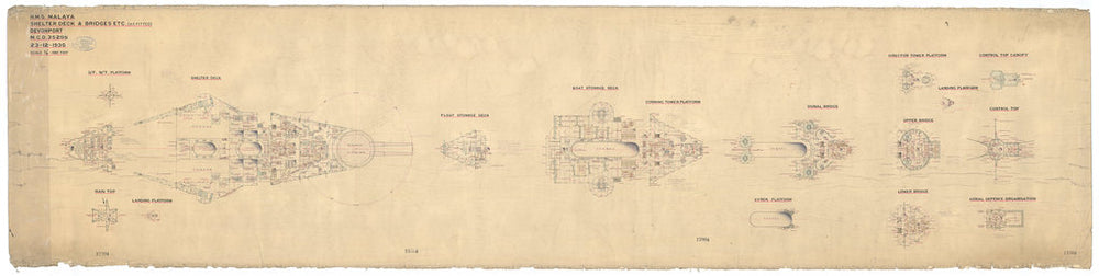 Shelter deck & Bridges plan for HMS Malaya (1915)