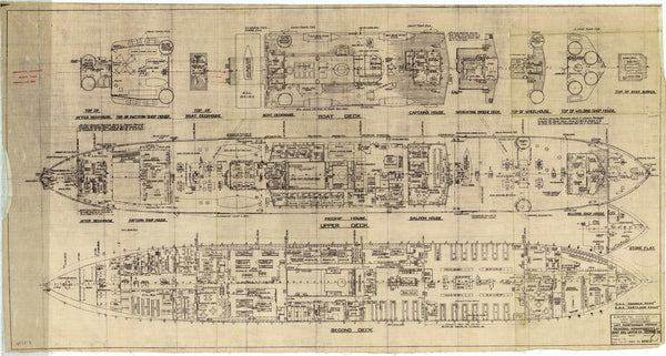 Upper decks and superstructure plan for Point Dodman at 1:96 scale