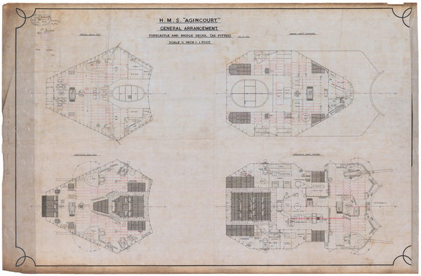 Forcastle & Bridge decks plan for HMS 'Agincourt' (1913)