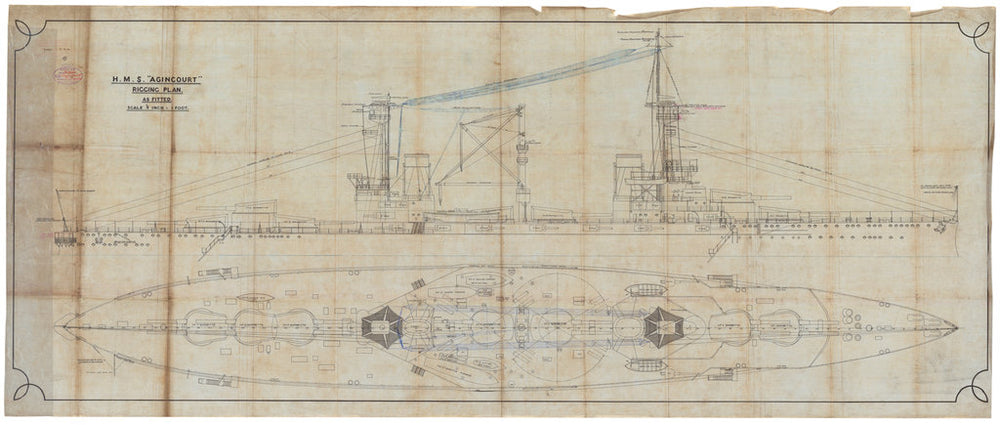 Rigging plan, general arrangement for HMS 'Agincourt' (1913)