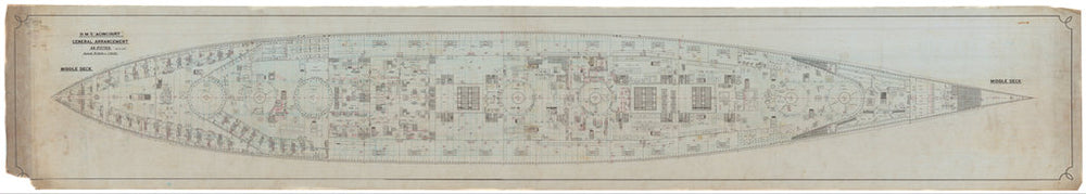 Middle deck plan for HMS 'Agincourt' (1913)