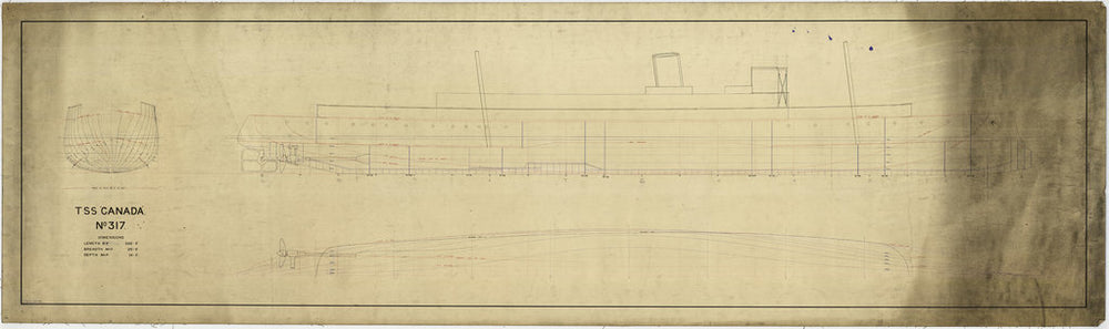 Lines; profile, half breadth & body plan for Canadian Customs Cruiser Canada (1904)
