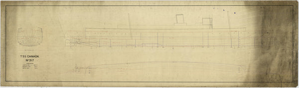 Lines; profile, half breadth & body plan for Canadian Customs Cruiser Canada (1904)