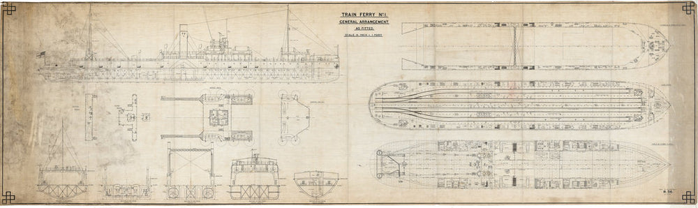 Profile, sections, decks, bridges for Train Ferry No. 1, 2, 3