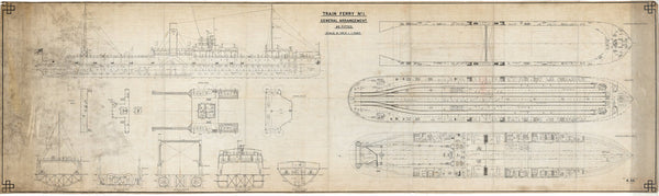 Profile, sections, decks, bridges for Train Ferry No. 1, 2, 3