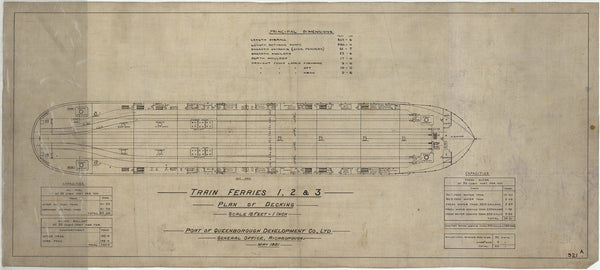 Plan of decking & capacities for Train Ferry No. 1, 2, 3