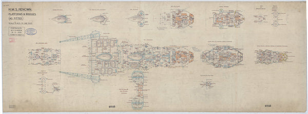 Platforms & bridges plan of Renown (1916), as fitted 1940