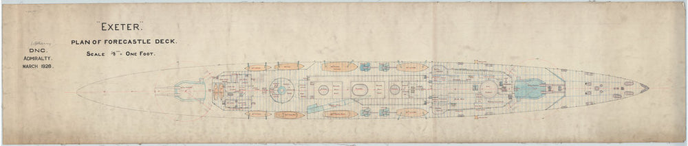 Forecastle deck plan for HMS 'Exeter' (1928)