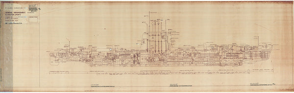 General arrangement elevation (port) plan for O class submarine (1972)